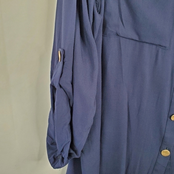 City Chic Long Sleeve Tunic Size XL/22 Button Front Blouse with Pockets Viscose - Picture 8 of 14